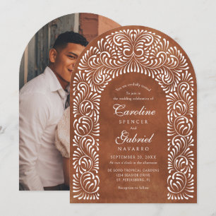 Talavera Terracotta Mexican Photo Arch Wedding Invitation