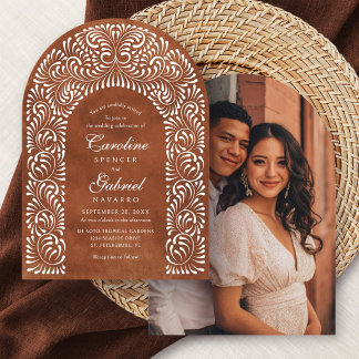 Talavera Terracotta Mexican Photo Arch Wedding Invitation