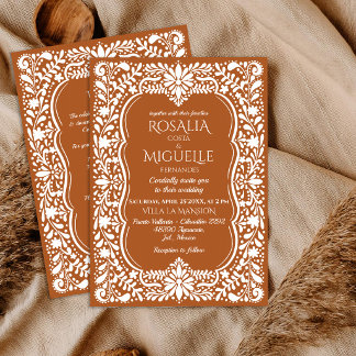 Talavera terracotta Mexican wedding Invitation