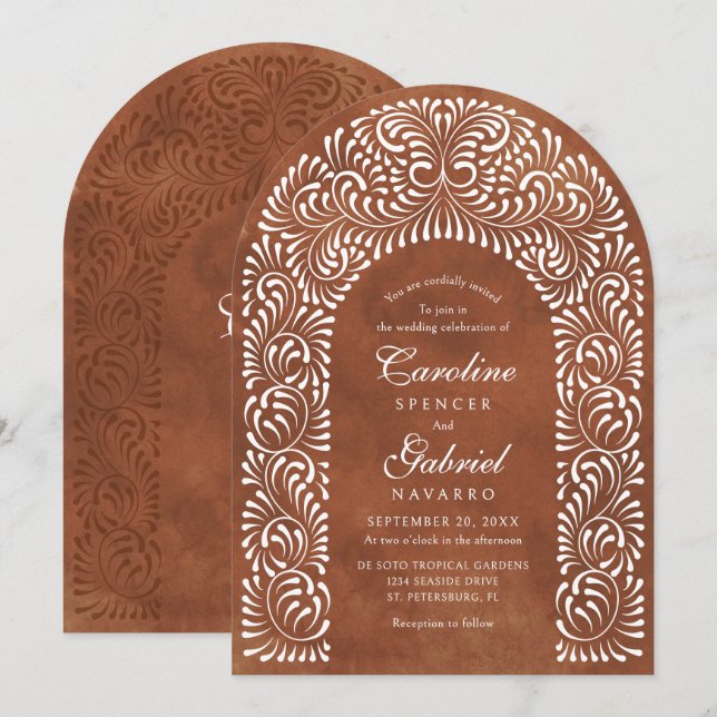 Talavera Terracotta Mexican Wedding Invitation (Front/Back)