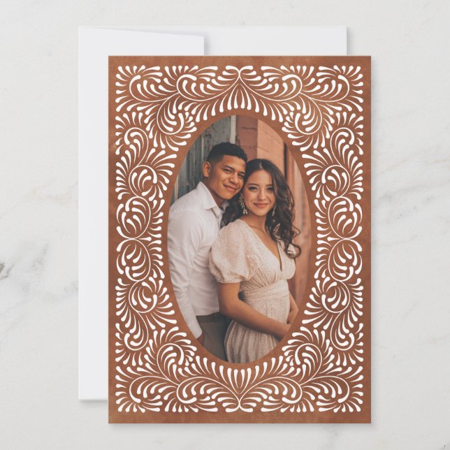 Talavera Terracotta Mexican Wedding Save The Date (Front)