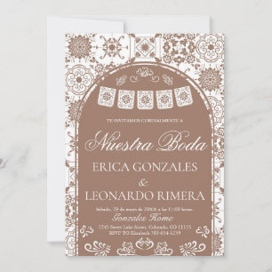 Talavera Terracotta Papel Picado Spanish Wedding Invitation