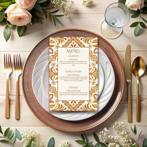 Talavera terracotta vintage Mexican wedding menu