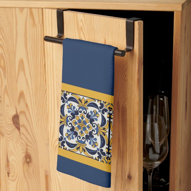 Talavera Tile Cinco Kitchen Towel (Thirds Fold)