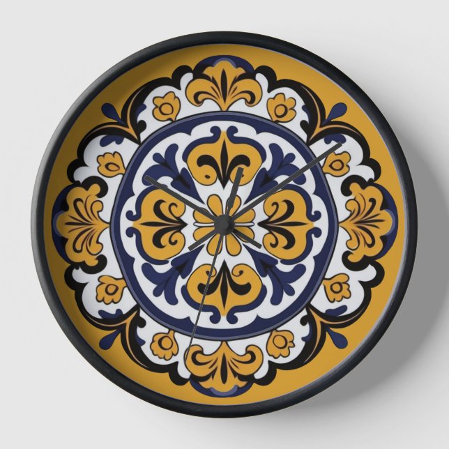 Talavera Tile Cuatro Clock (Front)