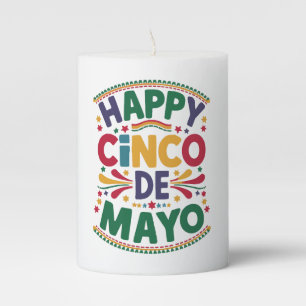 Talavera Tile Fiesta Pattern Pillar Candle