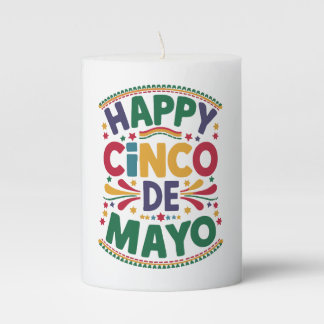 Talavera Tile Fiesta Pattern Pillar Candle