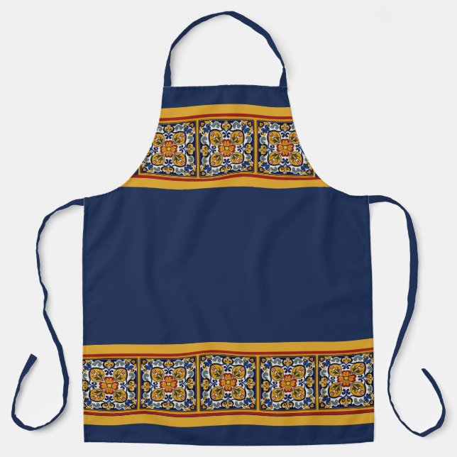 Talavera Tile Flower Center Apron (Front)
