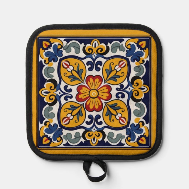 Talavera Tile Flower Center Pot Holder (Front)