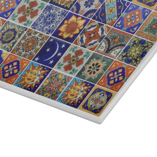 Talavera Tile Image Southwest Style Glass Cutting Board