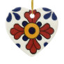 Talavera tile in red & blue ceramic ornament