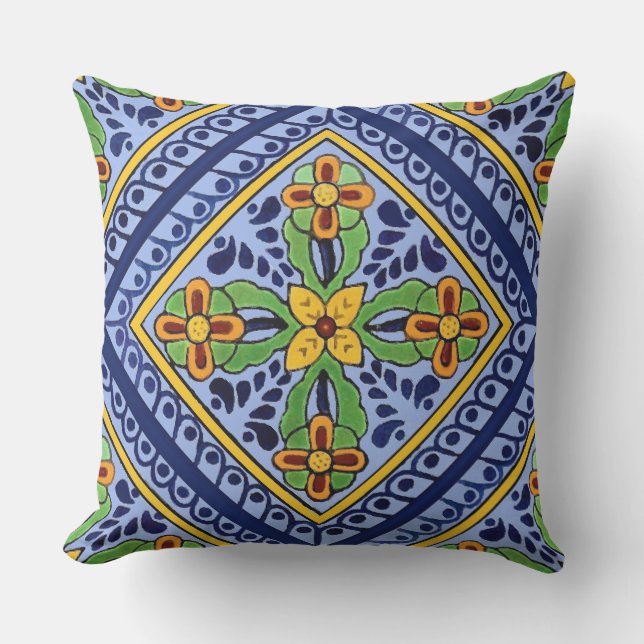 Talavera Tile Outdoor Pillow (Front)
