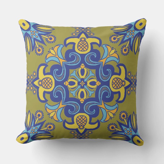 Talavera Tile Outdoor Pillow (Front)