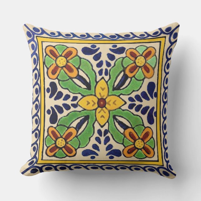 Talavera Tile Outdoor Pillow (Front)