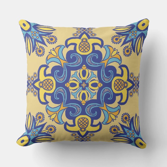 Talavera Tile Outdoor Pillow (Front)