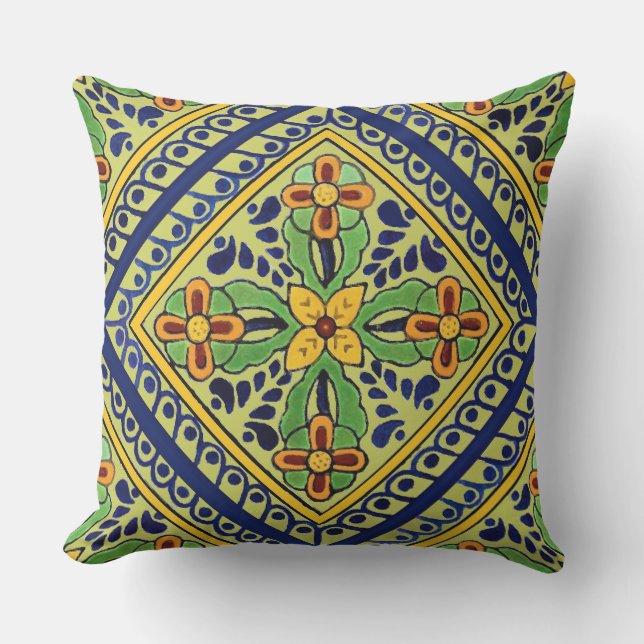 Talavera Tile Outdoor Pillow (Front)