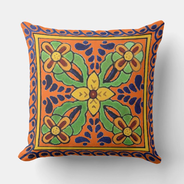 Talavera Tile Outdoor Pillow (Front)