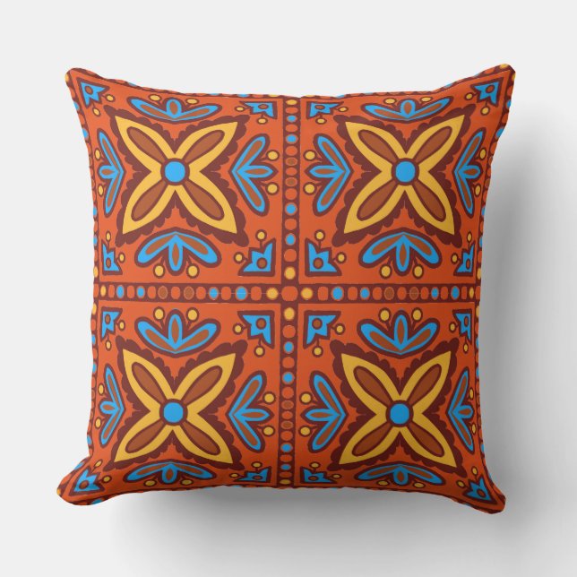 Talavera Tile Outdoor Pillow (Front)