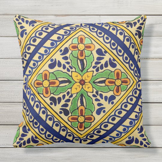 Talavera Tile Outdoor Pillow Talavera Tile Outdoor Pillow