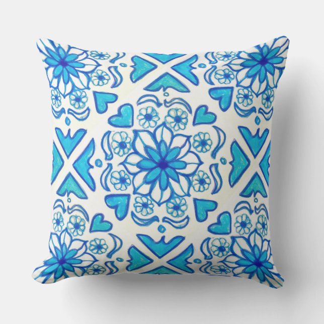 Talavera Tile Outdoor Pillow (Front)