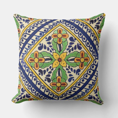 Talavera Tile Outdoor Pillow