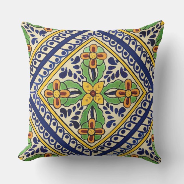 Talavera Tile Outdoor Pillow (Front)