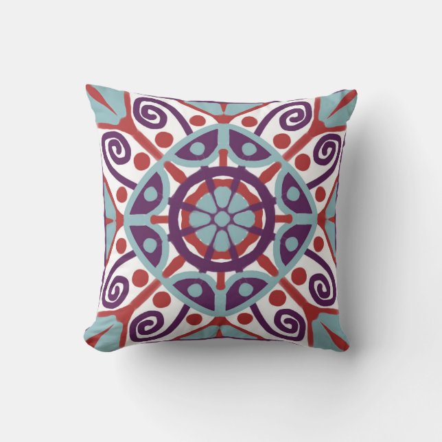 Talavera tile pattern throw pillow (Front)