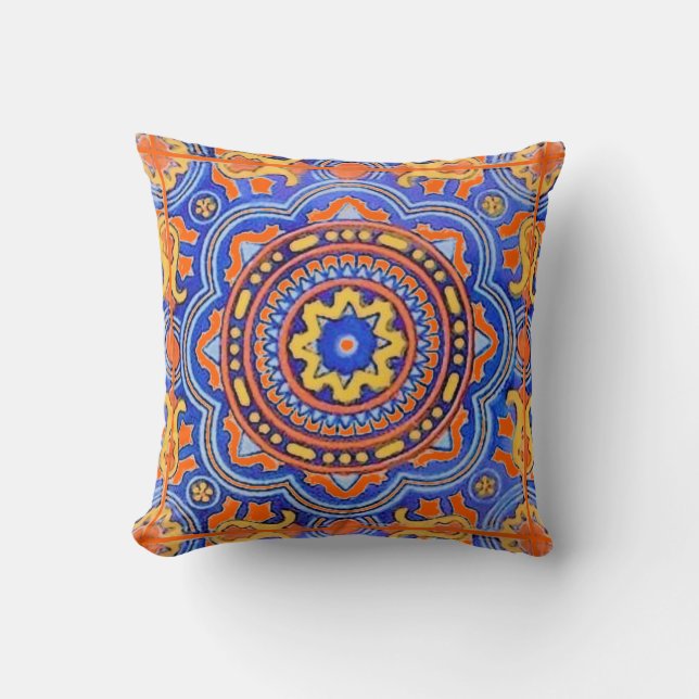 Talavera Tile Throw Pillow (Front)