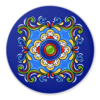 Talavera Tile Version 3 Ceramic Drawer Knob by sharonrhea at Zazzle