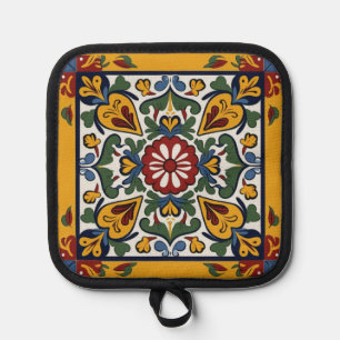 Talavera Tile With Hearts Pot Holder