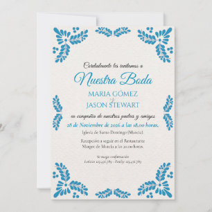 Talavera Turquoise Minimalist Spanish Wedding Invitation