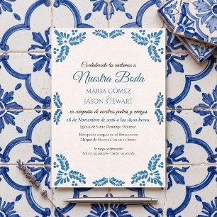 Talavera Turquoise Minimalist Spanish Wedding Invitation