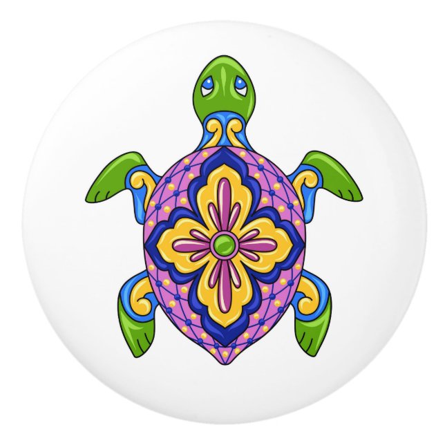 Talavera Turtle Ceramic Drawer Knob (Front)