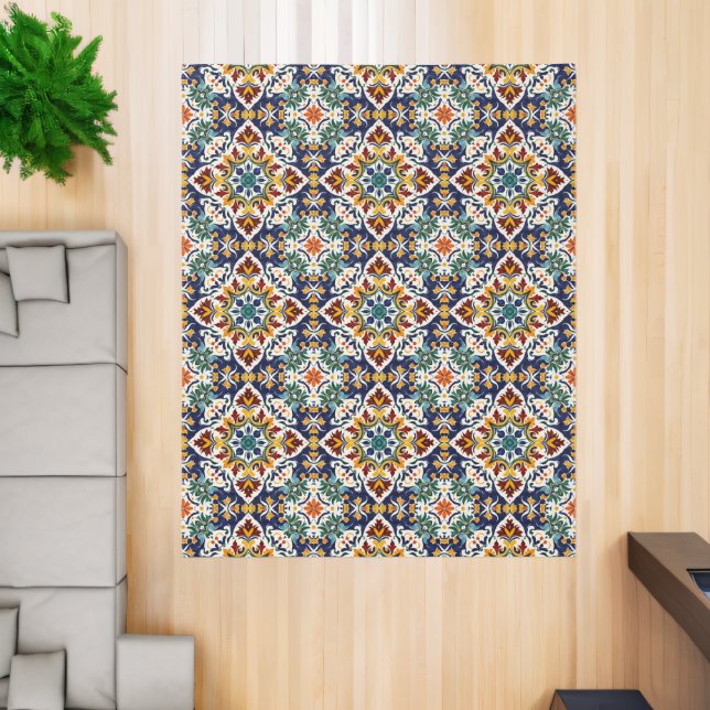 Talavera vintage Mexican tiles folk pattern Rug (Insitu (Indoor 2))