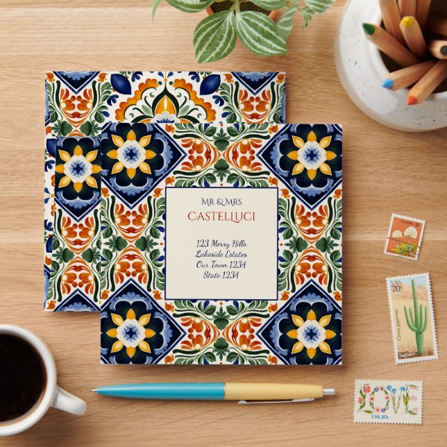 Talavera vintage Mexican wedding Envelope (Desk)