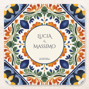 Talavera vintage Mexican wedding favors printed Square Paper Coaster