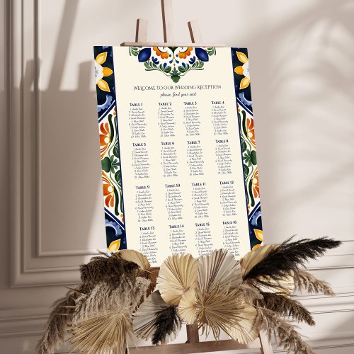 Talavera vintage Mexican wedding seating chart