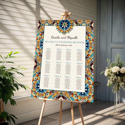 Talavera vintage Mexican wedding seating plan Foam Board