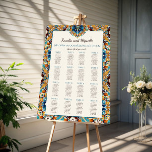 Talavera vintage Mexican wedding seating plan Poster