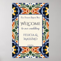 Talavera vintage Mexican wedding welcome sign