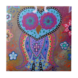 TALAVERA WISE OWL CERAMIC TILE