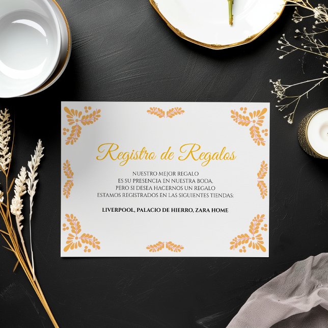 Talavera Yellow Floral Minimalist Spanish Wedding Enclosure Card (Talavera Yellow Floral Minimalist Spanish Wedding Enclosure Card)