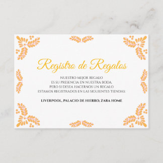 Talavera Yellow Floral Minimalist Spanish Wedding Enclosure Card