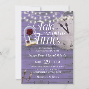 Tale as Old as Time Lavender Fairytale Wedding Invitation