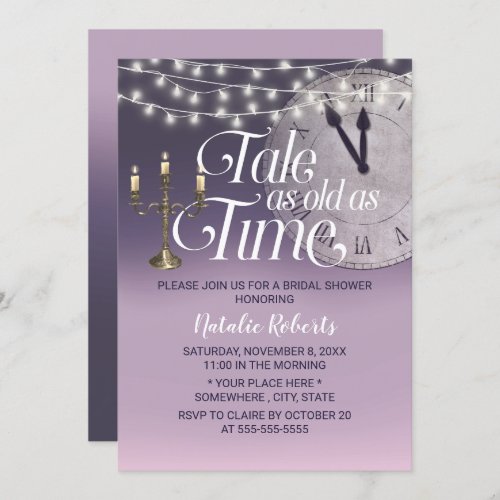 Tale as Old as Time Purple Ombre Bridal Shower Invitation