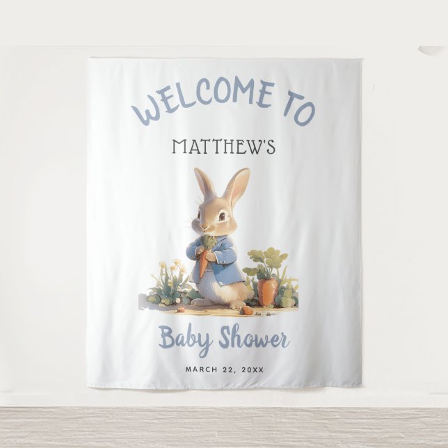 Tale Peter Rabbit Boy Baby Shower Tapestry (Front)