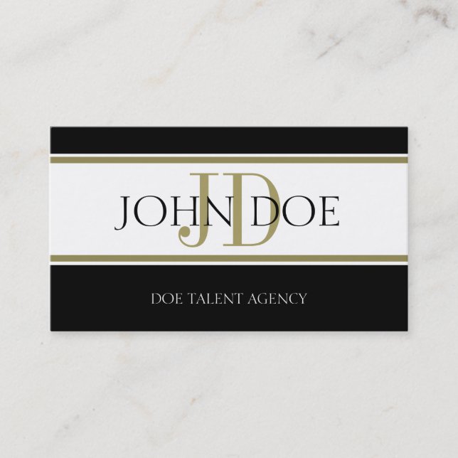 Talent Agency Gold Stripe W/W Business Card (Front)