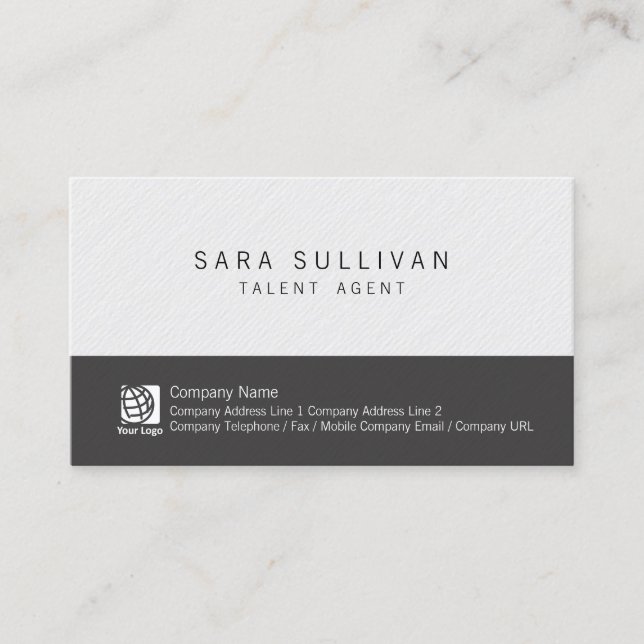 Talent Agent Entertainment Simple Black White Business Card (Front)