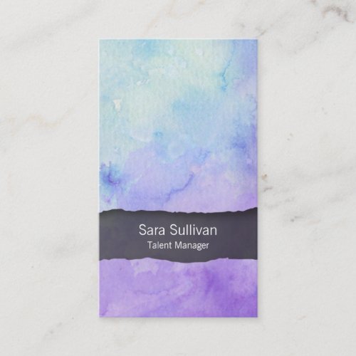 Talent Manager Entertainment Purple Watercolor Business Card