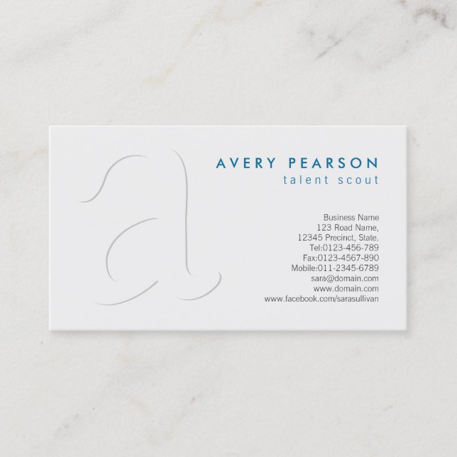 Talent Scout Entertainment Elegant Shadow Monogram Business Card (Front)